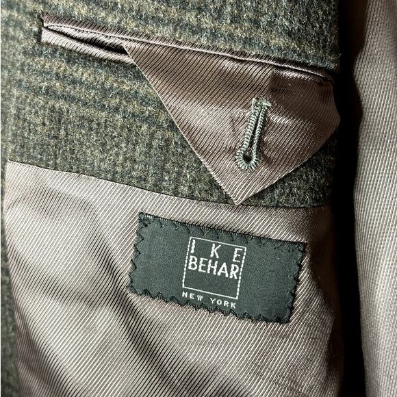 IKE Behar 100% Wool Charcoal Espresso Plaid Made in Canada Men's Coat Size 42 R - Picture 9 of 10